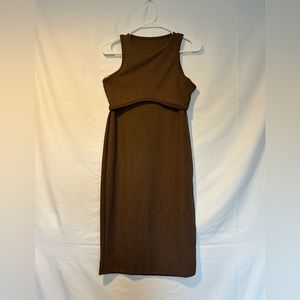 Brown Ribbed 2-piece monochrome set